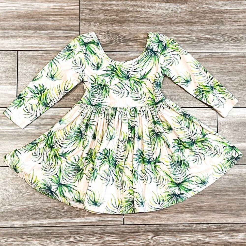 NWT! Grey Vintage Pink Palm Twirl Dress Size 2T
